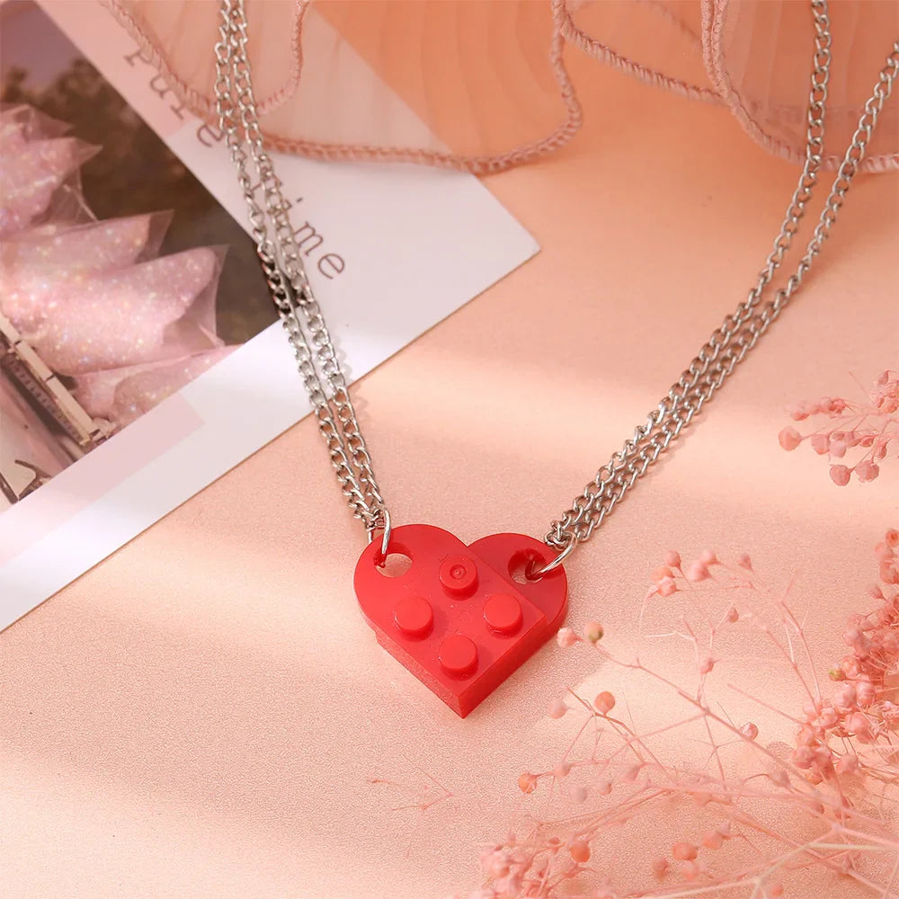 Collares para Parejas de Amigos Colgante Corazón Fashion rojo