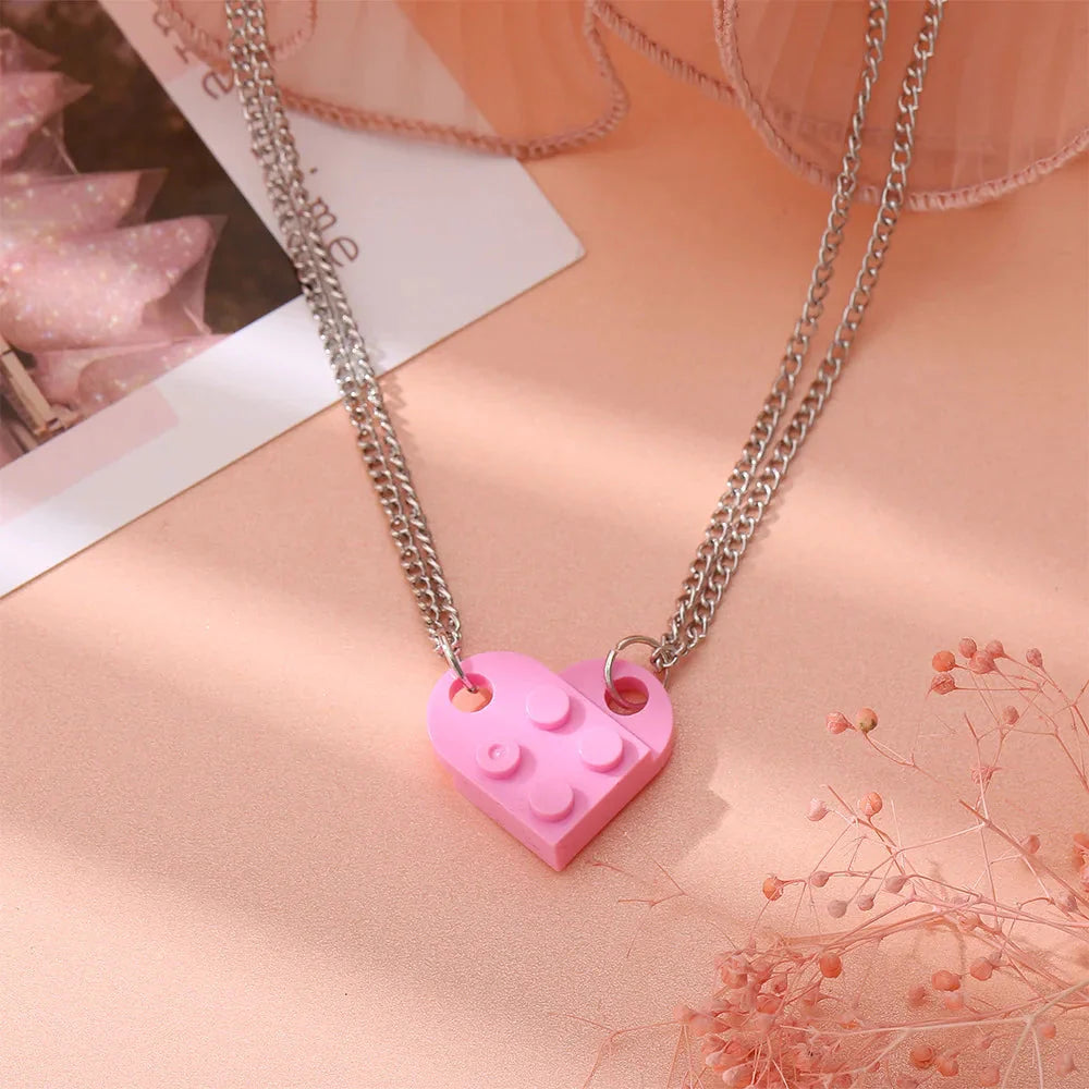 Collares para Parejas de Amigos Colgante Corazón Fashion rosa
