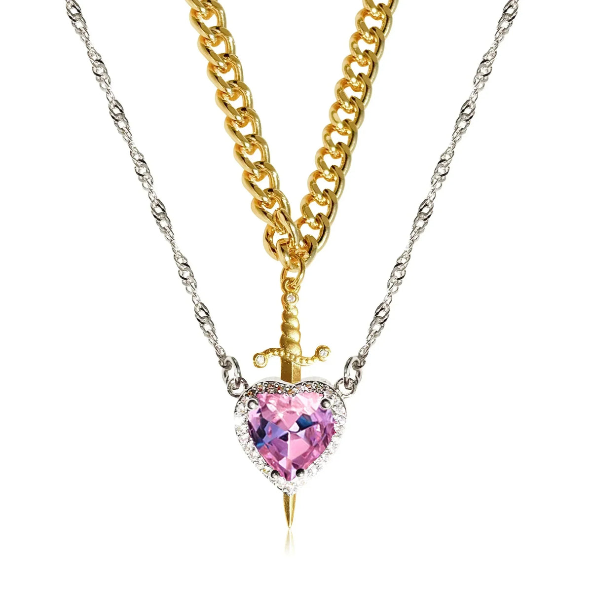 Collares con Colgante Espada y Corazón para Parejas