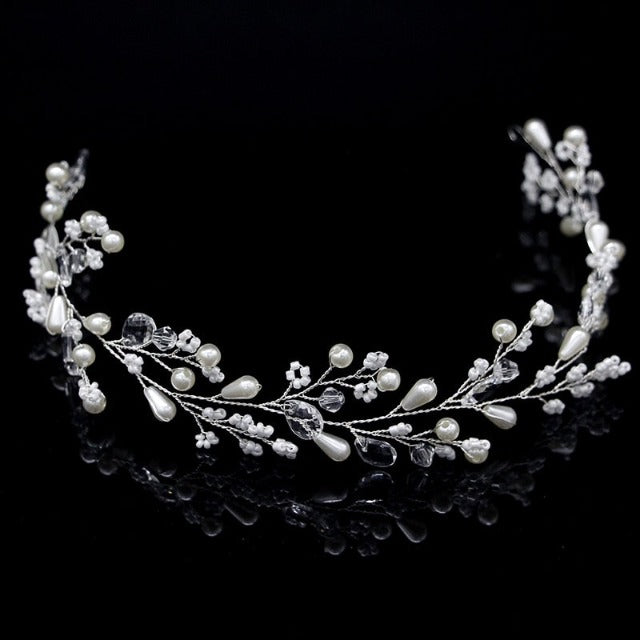 Diadema de Boda con Diamantes y Flores