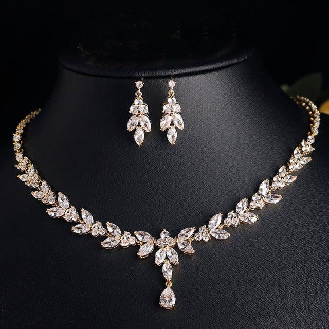 Juego de Collar y Pendientes de Boda en Oro