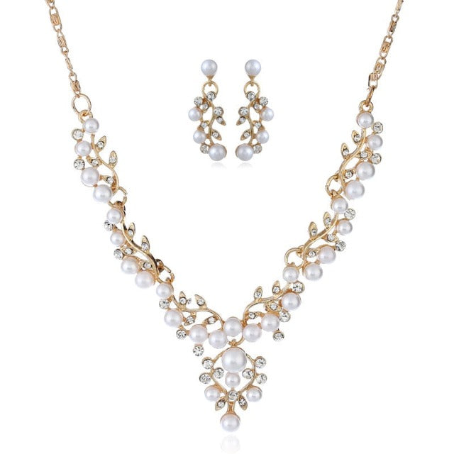 Conjunto de Collar y Pendientes de Boda con Perlas